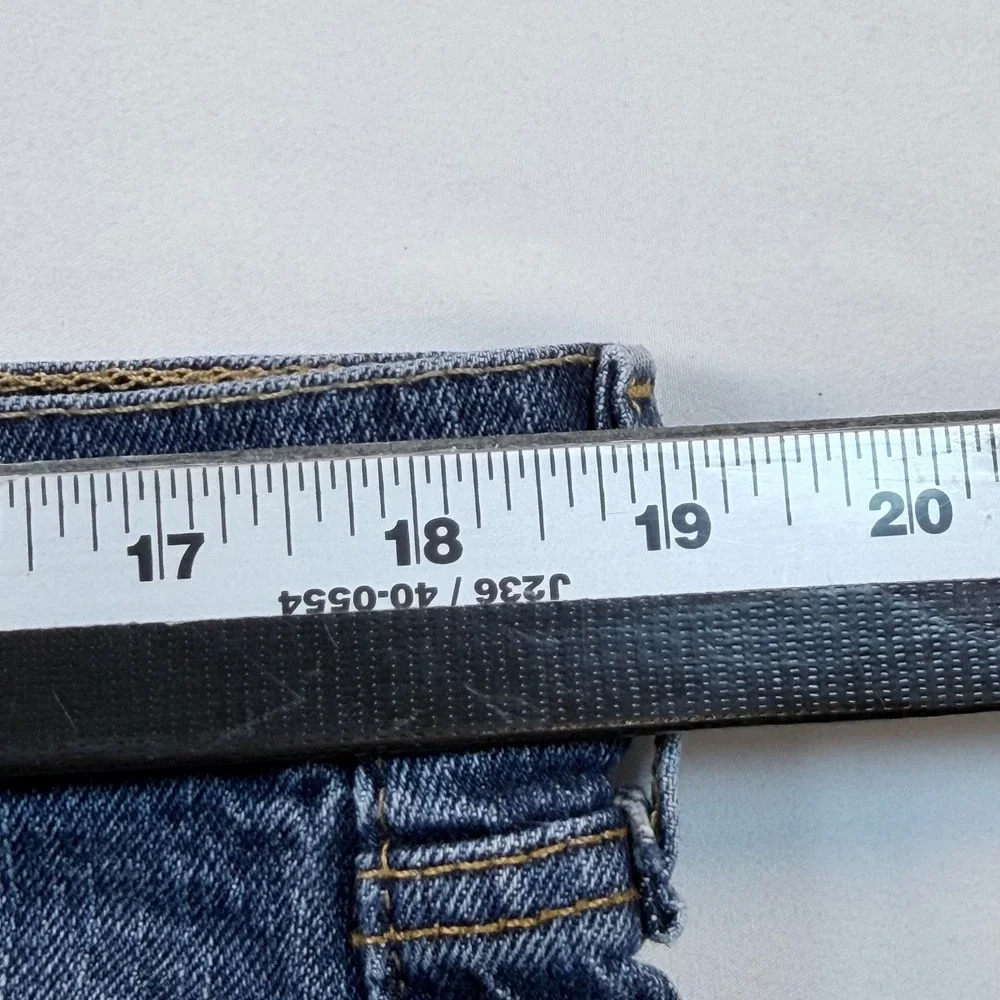 Levi's 505 Jeans Mens 38x34 Regular Fit Straight Leg Blue Denim Distressed Hem